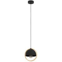 EGLO Callow 1-flg. 23 cm rund schwarz mit Holzring
