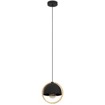 EGLO Callow 1-flg. 23 cm rund schwarz mit Holzring