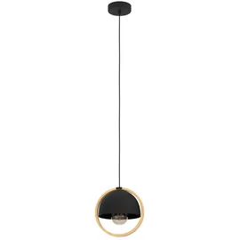 EGLO Callow 1-flg. 23 cm rund schwarz mit Holzring
