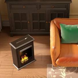 Homcom Ethanolkamin Freistehend Schwarz