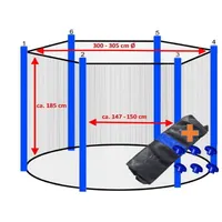 walexo Gartentrampolin Trampolin Sicherheitsnetz für 6 Stangensysteme (farbig), Ø 305 cm blau 305 cm