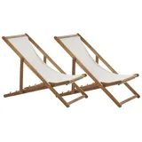 Beliani Liegestuhl 2er Set 67 x 67 x 0 cm Braun