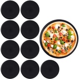Relaxdays Pizzablech 10er Set, rund, antihaftbeschichtet, Pizza & Flammkuchen, Carbonstahl, Pizzaform, ∅ 32 cm,