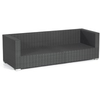 SonnenPartner 3-Sitzer Lounge-Sofa Residence Aluminium mit Polyrattan graphit-schwarz inklusive Kiss