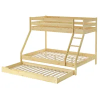 Erst-Holz Doppel-Etagenbett 140x200 und 90x200 Erwachsenen-Stockbett Kiefer Zubehör wählbar