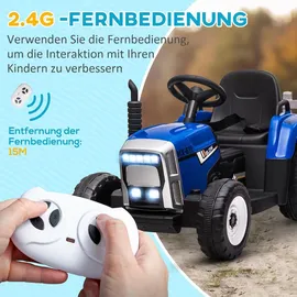 Homcom Elektro-Kinderauto Traktor mit Anhänger blau (2-tlg)