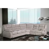 Ecksofa Wohnlandschaft Polster Eck Sofa Couch Sitz Garnitur Modern Leder L-Form - Beige