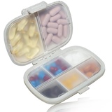 Aphrordity 1 Packung Reise-Pillen-Organizer, 8 FäCher Pill Case, Herausnehmbare FäCher Pillenbox Feuchtigkeitsbeständigen Bauart, für Reise & Täglichen Gebrauc. Beige