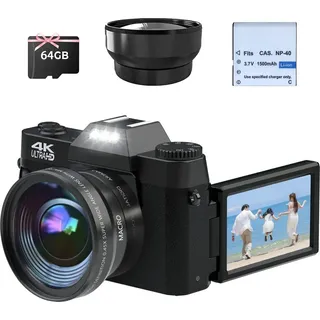 taichaeu Digitalkamera 4K 48MP Schwarz