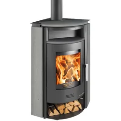 HAAS+SOHN Kaminofen KUOPIO-II 265.17-ST perl-schwarz Quarzid grau mit Holzfach 8 kW