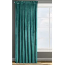 Eurofirany Design91 Samtvorhang Kräuselband Blickdichte Vorhänge Samt Velours 135x300 Samtvorhänge ROSA (dunkeltürkis)