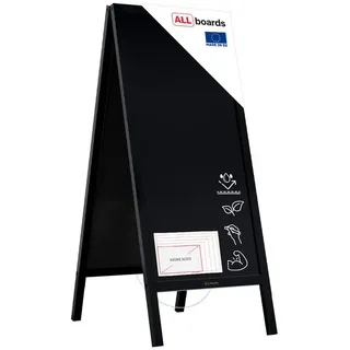 ALLboards Standtafel ALLboards Kundenstopper mit lackiertem Holzrahmen Werbetafel schwarz 61 cm x 150 cm