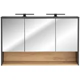 Lomadox Bad Spiegelschrank 120 cm inkl. LED Beleuchtung in anthrazit mit Artisan Eiche Nb., B/H/T: ca. 120/80/25 cm