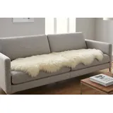 KUHFELL online & NOMAD Fellteppich Lammfell Doppel fell Couch Auflage 180 x 60 cm aus 2 echten Lammfellen weiß