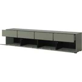 INOSIGN Lowboard INOSIGN "Cross, moderne grifflose TV-Kommode,4 Klappen/4 Schubkästen", grün (salbei, salbei), B:225cm H:48,2cm T:40cm, FSC-zertifizierter Holzwerkstoff, Melamin, Sideboards, Lowboard, Breite 225 cm, TV-Schrank mit viel Stauraum, TV-Board,