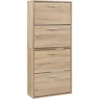 [en.casa] Schuhschrank Sykkylven 134x60x24 cm mit 4 Klappen Sonoma-Eiche