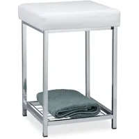 Relaxdays Hocker Polsterhocker Kunstleder 33 x 47 x 33 cm Weiß/Mehrfarbig