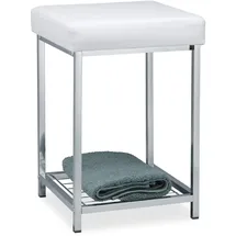 Relaxdays Hocker Polsterhocker Kunstleder 33 x 47 x 33 cm Weiß/Mehrfarbig