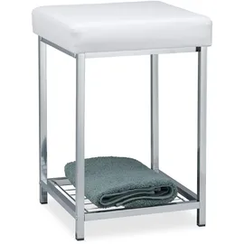 Relaxdays Hocker Polsterhocker Kunstleder 33 x 47 x 33 cm Weiß/Mehrfarbig