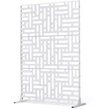 Vevor Paravent, 120x50,8x193 cm, freistehende Außentrennwand mit Ständer, Sichtschutz, Trennwand, Raumtrenner, dekorativer Raumteiler aus Stahl für Balkon, Terrasse, Innenbereich, Whirlpool, weiß