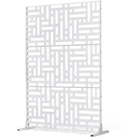 Vevor Paravent, 120x50,8x193 cm, freistehende Außentrennwand mit Ständer, Sichtschutz, Trennwand, Raumtrenner, dekorativer Raumteiler aus Stahl für Balkon, Terrasse, Innenbereich, Whirlpool, weiß