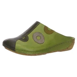Gemini Damen Pantolette vorne geschlossener Leder Clog Sabot 336062-02, Größe:38 EU, Farbe:Grün - 38