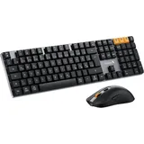 ProtoArc KM310 Mechanische Tastatur Maus Set Kabellos Tastatur- und Maus-Set, (für Windows/Mac), 2,4 G+Dual Bluetooth, Rotem Schalter, Multi-Gerät, QWERTZ Layout grau