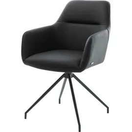 DeLife Polsterstuhl Pejo-Flex, Kreuzgestell konisch Schwarz Echt-Leder Schwarz Taschenfederkern schwarz 58 cm x 84 cm x 64 cm