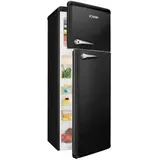 Bomann DTR 353.1 Retro Kühlschrank, 55 cm breit, 208 L, Stufenlose Temperatureinstellung, Abtauautomatik, Innenraumbeleuchtung, schwarz-glänzend (735310)