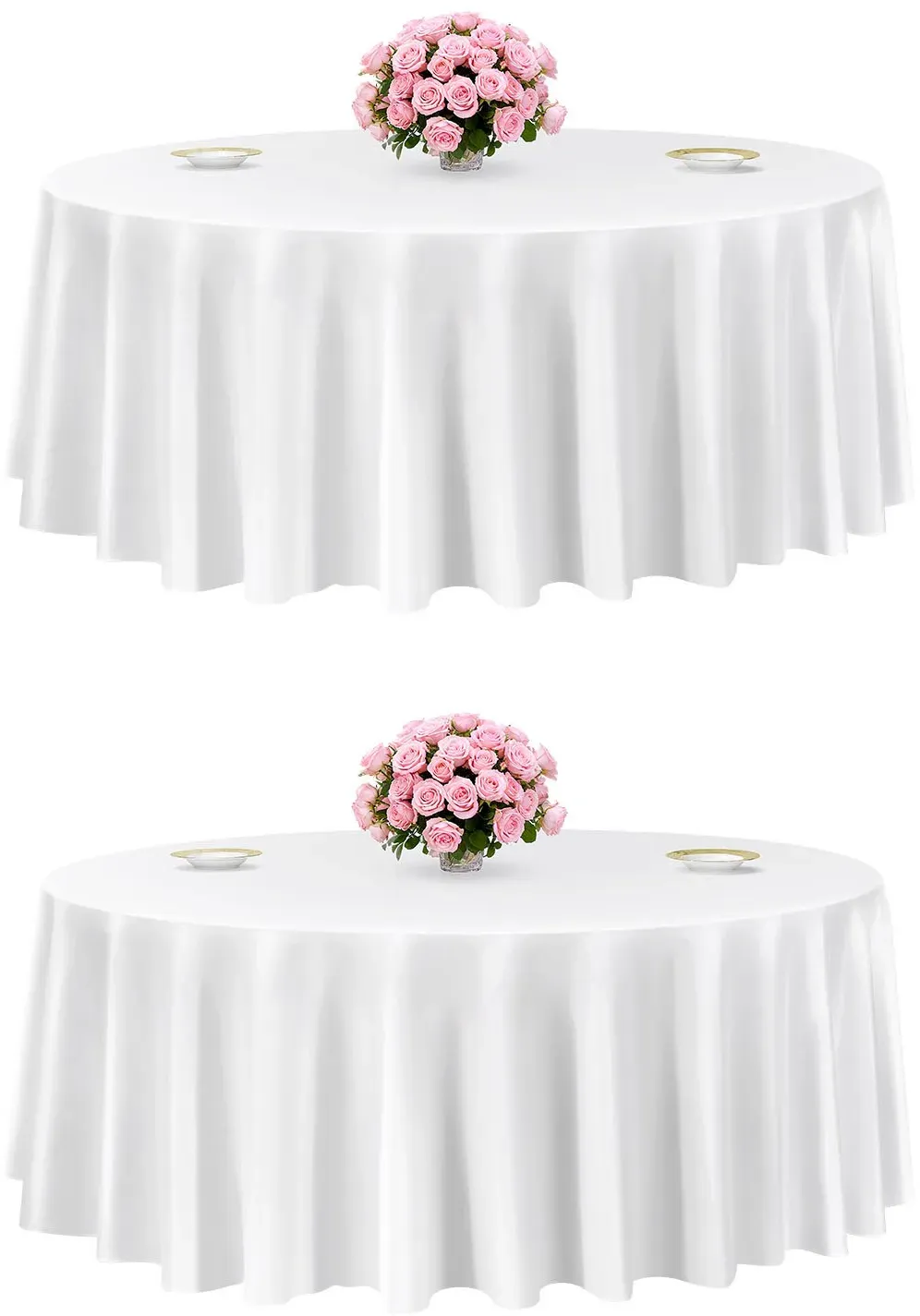 VEVOR 2 Stk. runde Tischdecken Tischwäsche 3048 mm, knitterfreier Tischdeckenschutz, maschinenwaschbares Tischtuch aus Polyestergewebe für Partys Hochzeiten Bankette formelle Veranstaltungen, Weiß