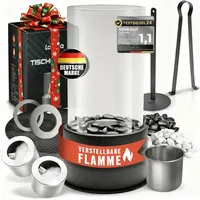 Tischkamin Indoor & Outdoor | Tischfeuer Mit Einstellbarer Brenndauer & Unendlichen Flammenspiel | Premium Kamin mit Zwei Steinarten | Balkon Gartendeko Geschenkideen | Geprüft & Zertifiziert
