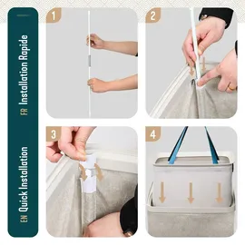 VOUNOT Vounot® Wäschekorb 3 Fächer 170L, Wäschesammler mit Deckel Beige