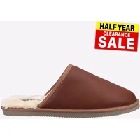 Hush Puppies Coady Leder Memoryfoam Gepolstert Herren Hausschuhe Hellbraun