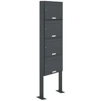 AL Briefkastensysteme Standbriefkasten 4 Fach Anthrazitgrau inkl. Zeitungsfach