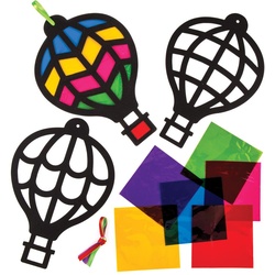 Deko-Anhänger "Heißluftballons" mit Buntglas-Effekt (pro Set 6) Bastelsets