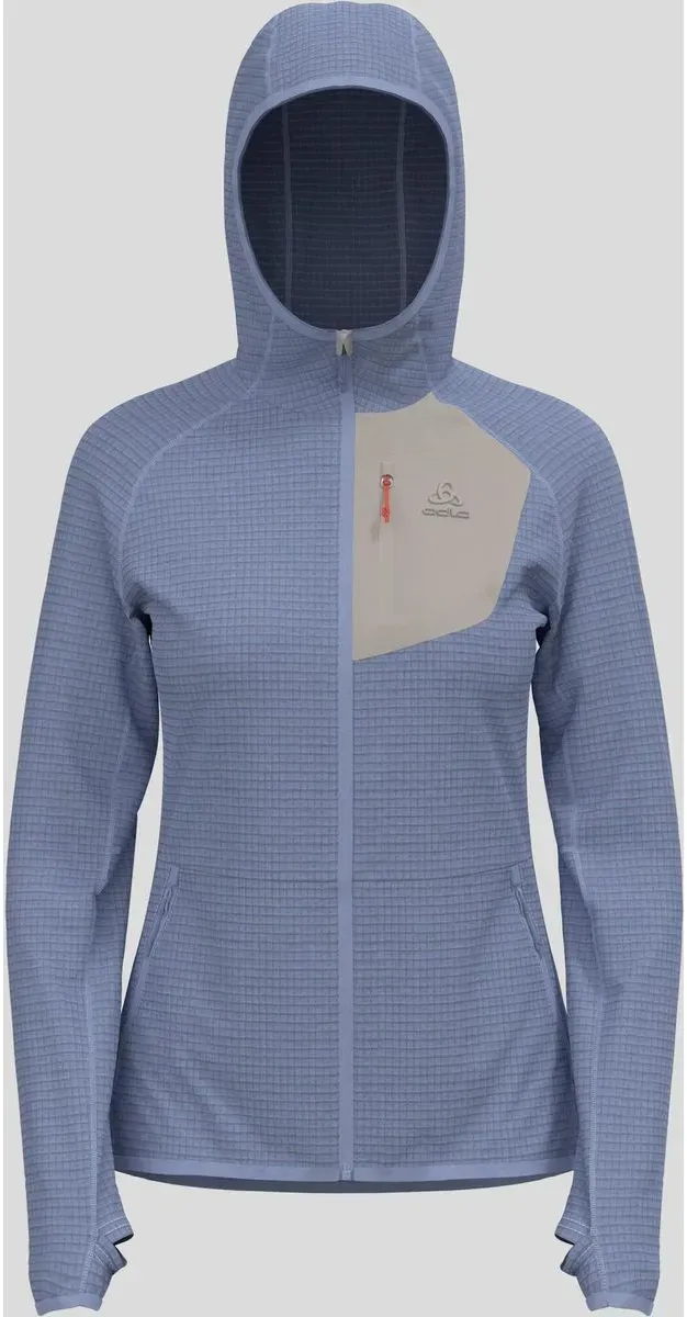 Odlo The Ascent Mid Layer Hooded Zip blue heron - silver cloud (21083) XS