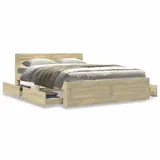 ShGaxin Bettgestell mit Kopfteil Sonoma-Eiche 120x200 cm Holzwerkstoff, Bett, Bed Frame, Bettrahmen, Bett Gestell, Bett Rahmengestell, Schlafzimmer Bett - 3295571