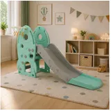 Sweety-Toys Indoor-Rutsche freistehende Kinder Rutsche im Raketendesign türkis mit Basketballkorb blau