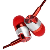 Mode Geflochtene Verdrahtete Stereo Sound Lautstärkeregler Telefon Laptop In-Ear Kopfhörer-Rot