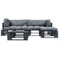 vidaXL Garten-Lounge-Set 4-tlg. grau