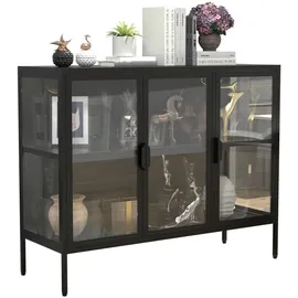 VCM Standvitrine Floka 100 x 35 x 80 cm Schwarz