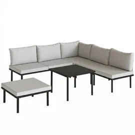 Outsunny Lounge Gartenmöbel Set 6-tlg. Hellgrau/Schwarz