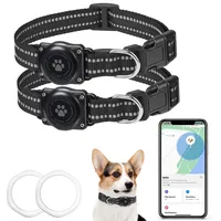Hund GPS Tracker, Mini GPS Tracker Ohne Abo für Hunde, (nur IOS) mi t Wasserdichte Reflektierendes GPS Hunde Tracker Halsbänder, Tracking Standort von Haustieren, Arbeite mit Apple Find My (2 Pack)