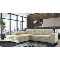 Fun Möbel Ecksofa Sofa SARRA mit Schlaffunktion Stoff Fresh Creme Ottomane Links