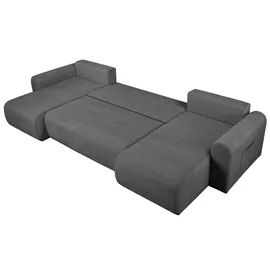 OTTO home Wohnlandschaft JONAA, U-Form, 311 cm - OTTO. Verlässliche Qualität., Schlaffunktion 133/270cm, Bettkasten, Cord, Struktur, grau