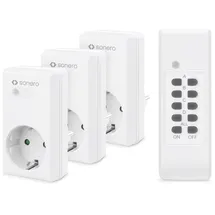 Sonero Funksteckdosen Set: 3X Funksteckdose und 1x Funkfernbedienung, 1100 Watt, max. 30m Reichweite, Indoor,