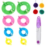 Pompom Maker,8PCS Pompom Maker Set,Pompon-Bastelsets,Kunststoff Pompom Maker Set,Fluff Ball Weaver Maker DIY Needle Crafts,mit 1 Schere,DIY Pom Pom Maker Fluff Ball Stricken Wolle Garn Werkzeug
