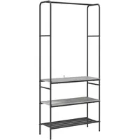 VidaXL Kleiderständer mit Regalen Grau Sonoma 77 x 30