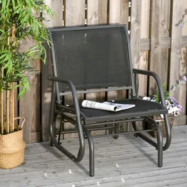Outsunny Schaukelstuhl Garten Gartenstuhl mit Gleitsystem Schwarz