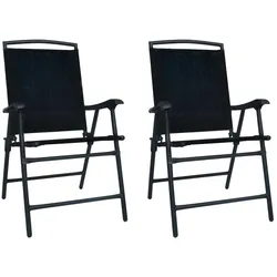 vidaXL Klappbare Gartenstühle 2 Stk. Textilene Schwarz